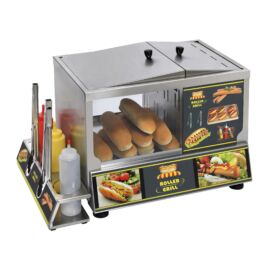 Roller Grill gőzös amerikai hot-dog készítő állomás (KHDS-rozsdamentes szósztartó  állvánnyal)