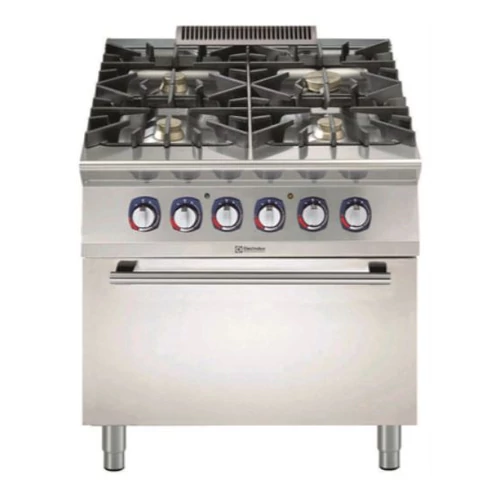 Electrolux Professional - 4 égős gáztűzhely (1x10kW,3x6kW), elektromos sütővel (6 kW)